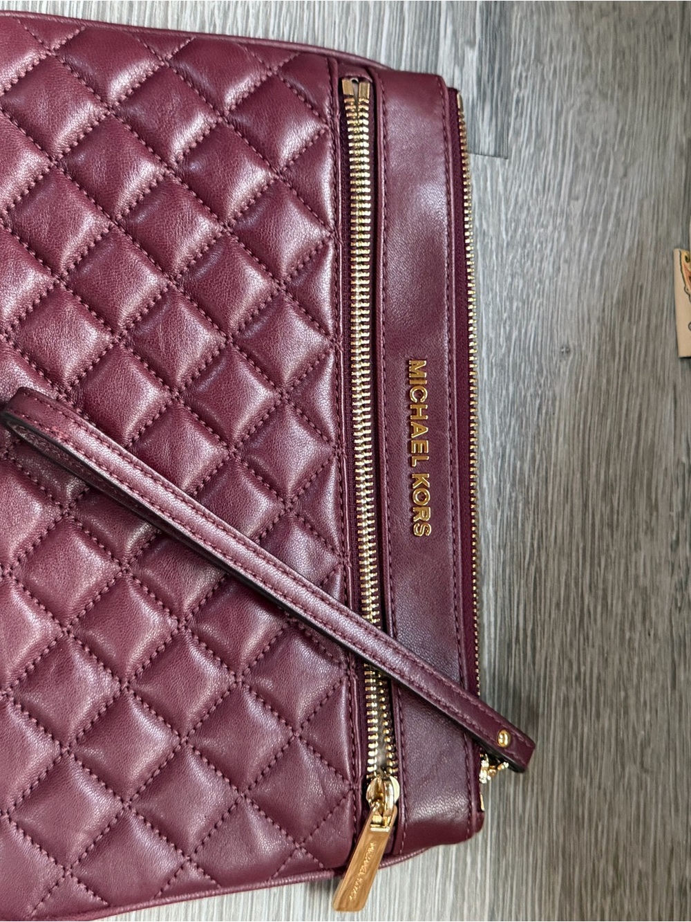 Michael Kors Quilted Crossbody in Berry with Gold Hardware